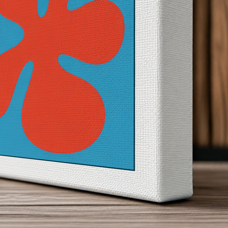 Three Starburst Blooms Mid-Century - Wrapped Canvas, 36x24 - 91.4 x 61.0 cm, White Border