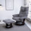 Fauteuil inclinable et repose-pieds 33 po contemporain en chenille avec base pivotante en métal