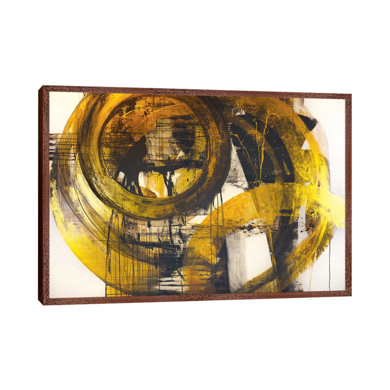 Gold on Every Bracelet No. 4 1 Piece Painting on Canvas, 66.04cm H x 101.6cm W x 3.81cm D, Classic Brown Wood Framed