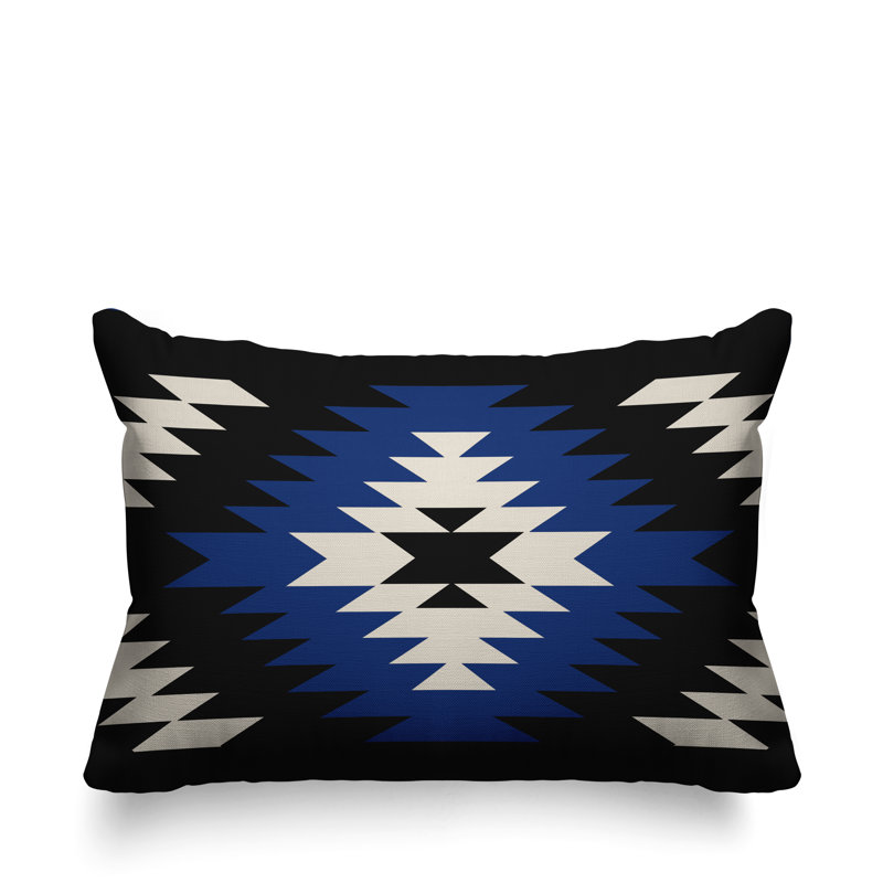 Coussin décoratif intérieur / extérieur Southwestern, Bleu marine, H 14 po x l 20 po