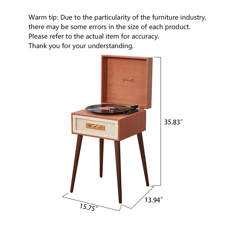 Tourne-disque vinyle Retromax Bluetooth: lecteur LP sur pied, Érable