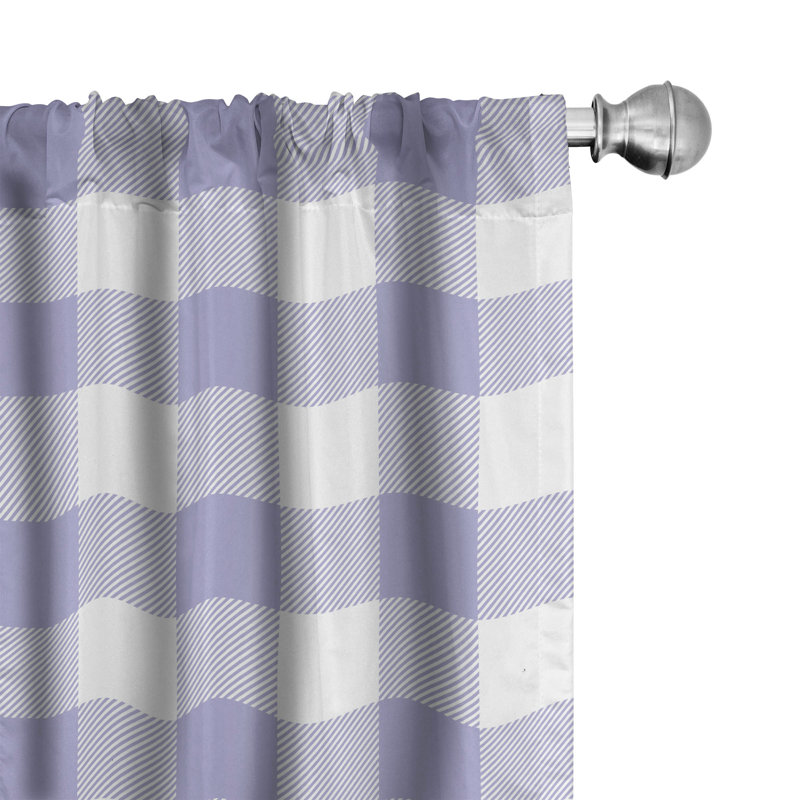 East Urban Home Buffalo Check 4-Panel Curtains, Stripes and Square, Pale Pink Lavender Blue, 56" W x 84" L