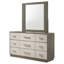 Commode large Fene avec miroir rectangulaire, 9 tiroirs, bois d'amande grise