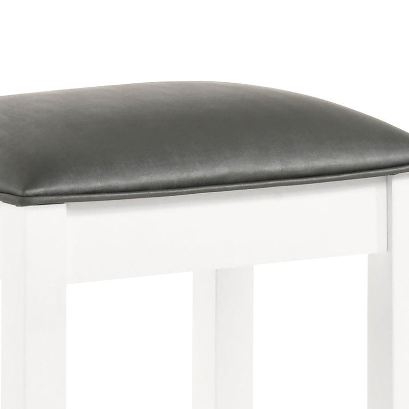 White Seat Stool, Thick Upholstery, Design, For Bedroom And Master Suite Glamorous Padded Vanity Seat, Finish, Living Room