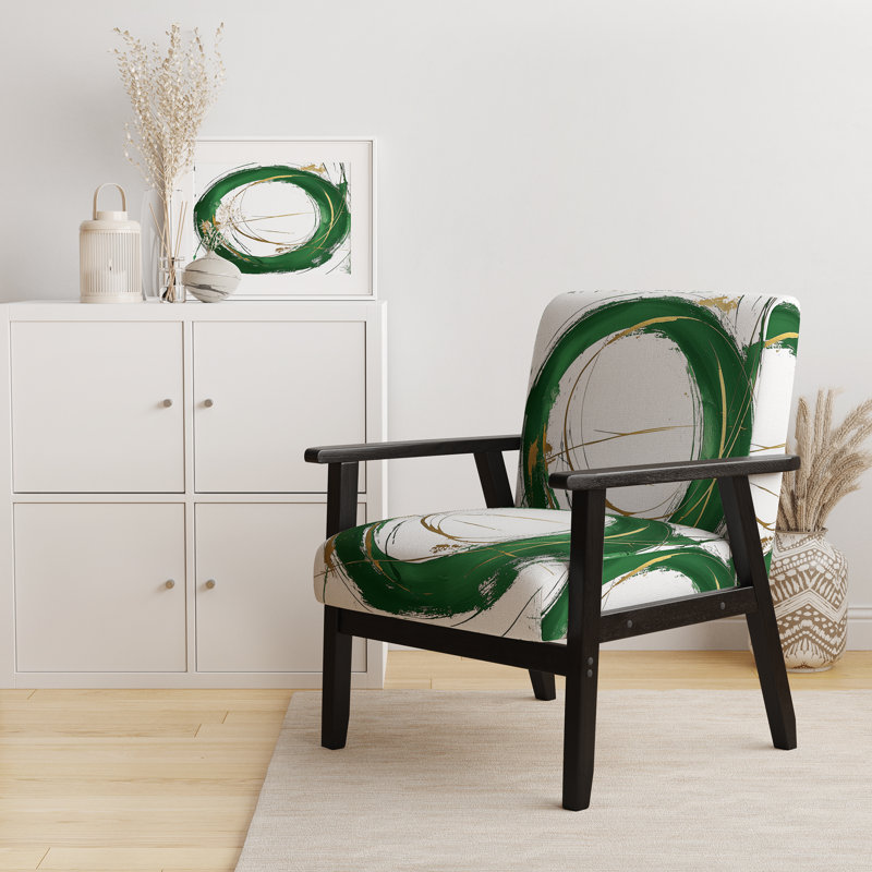 Fauteuil d'appoint rembourré «Giampaola - Gold Circle», Green/White