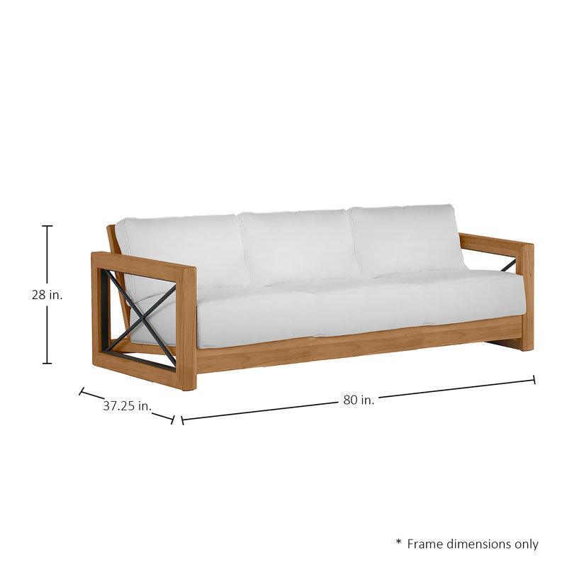 Malta Teak Outdoor Sofa, Oyster Teak/Brushed Stainless, Perigold Play Mushroom, Welt + Dream fill