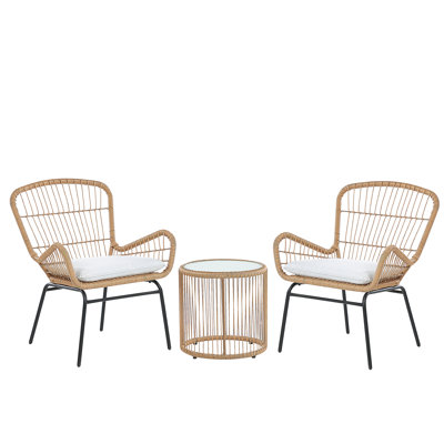 Outdoor Frisch All Weather Wicker 2 - Person Seating Group with Cushions