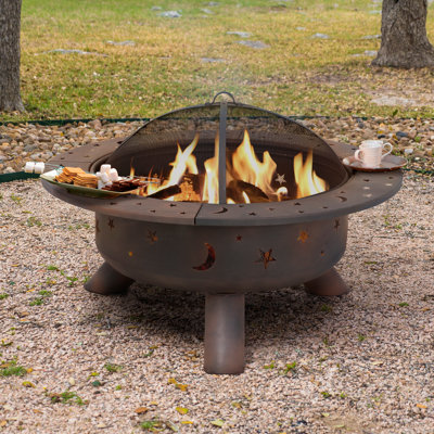 Adelei Round Steel Wood Burning Fire Pit