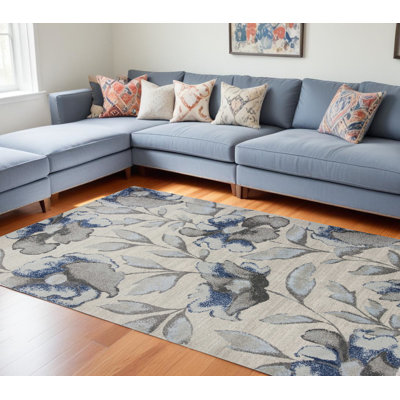 Tapis en polypropylène Amira gris ou bleu 3 po x 5 po