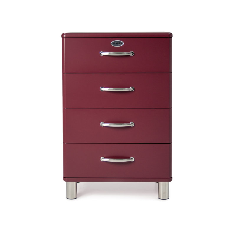 Commode 4 tiroirs Malibu, Rouge marron