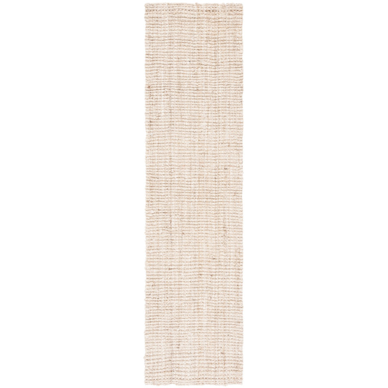 Estrin Natural Fiber Hand Woven Jute Solid Color Rug, Runner 2'3" x 9', Bleach