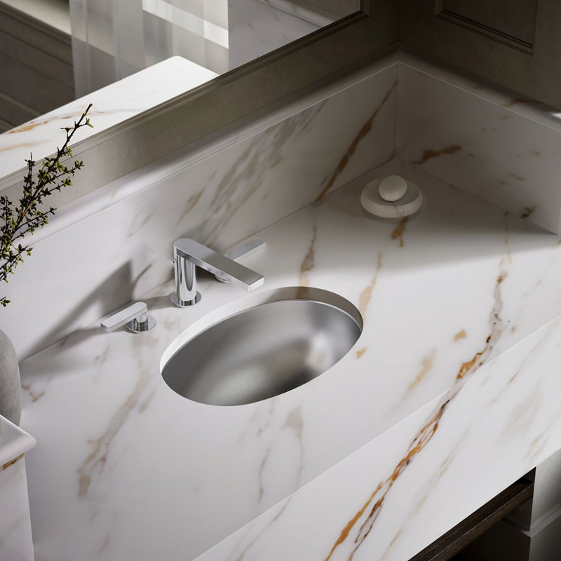 Bolero Metal Oval Dual Mount Bathroom Sink, No