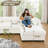 Stylish White Chenille 2-Seater Sofa with Storage, Cylindrical Backrest and Armrests, Modern Fabric Loveseat-218218413-218218406-218218410