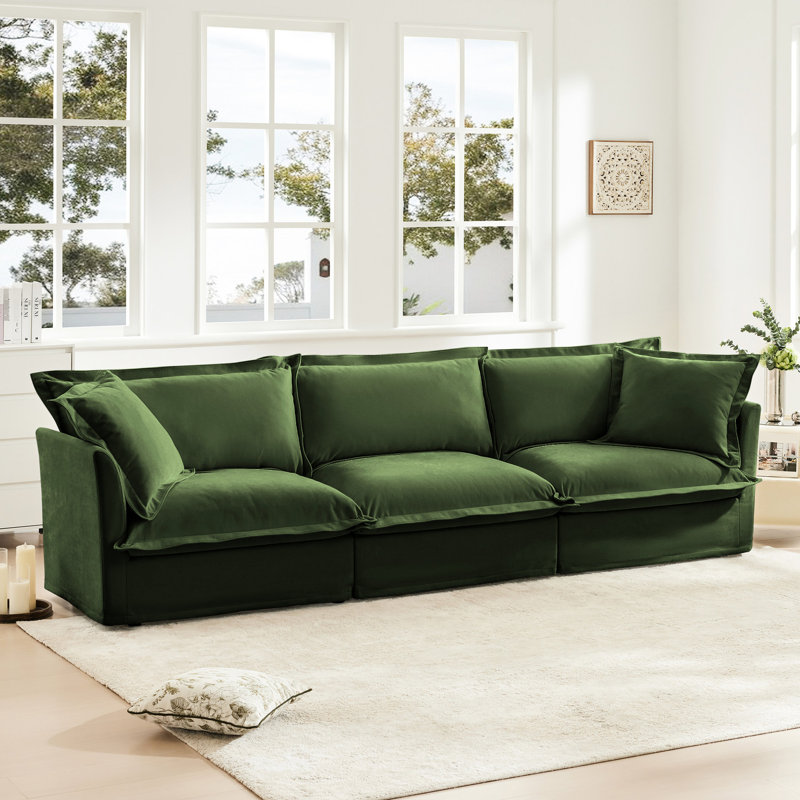 Tissage confortable en chenille moderne, 3 places et tissu respirant, Vert