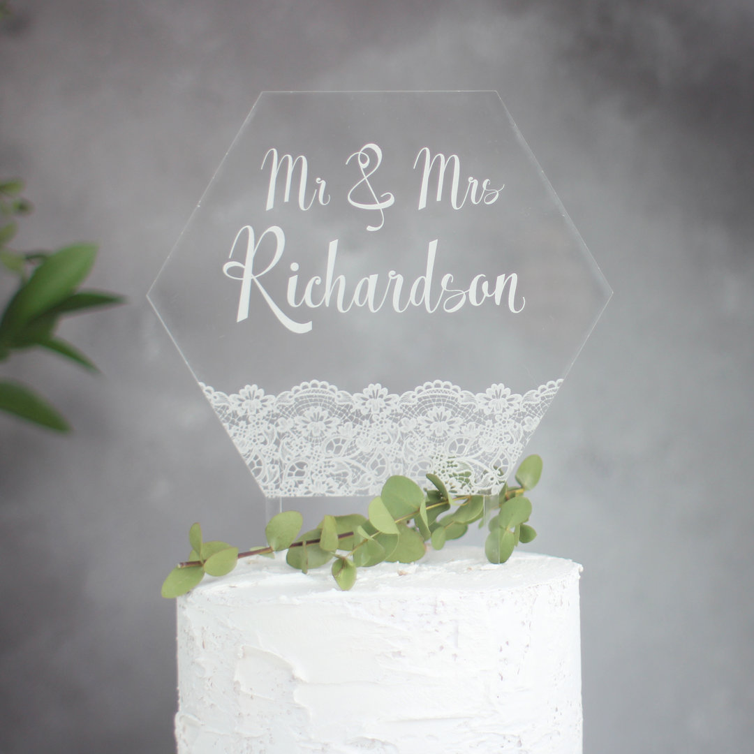 Personalised Lace Wedding Cake Topper
