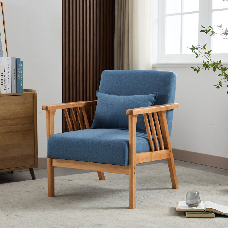 Kialie Upholstered Armchair, Blue Linen