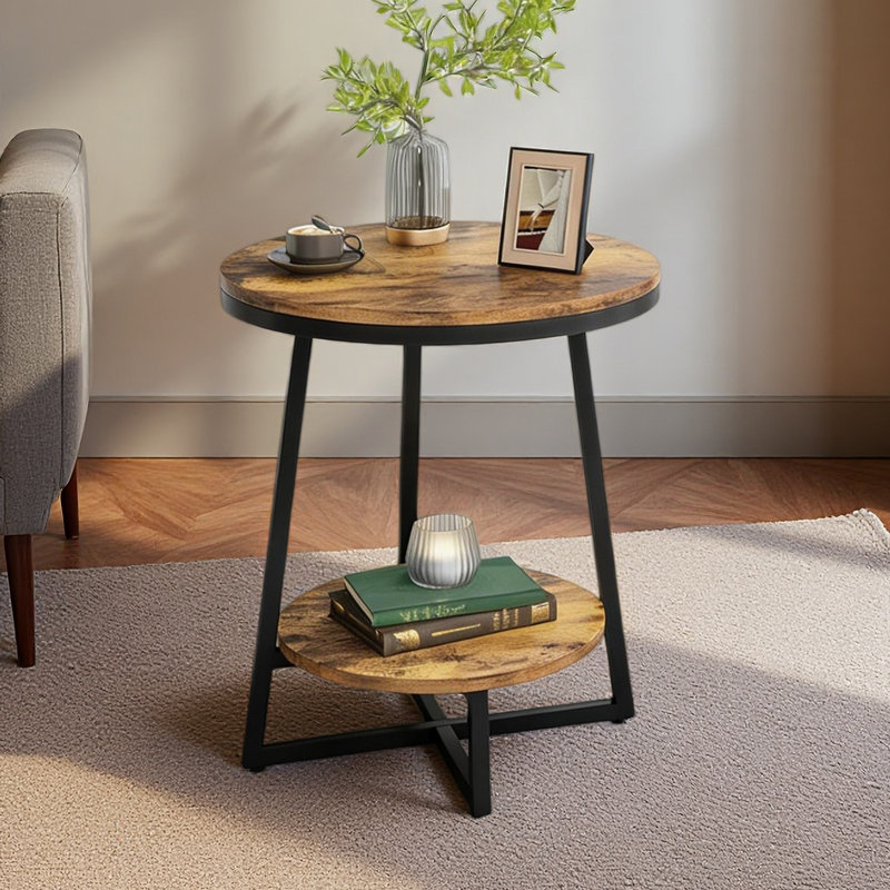 Modern Side Table,Rustic End Table,Round Coffee Table