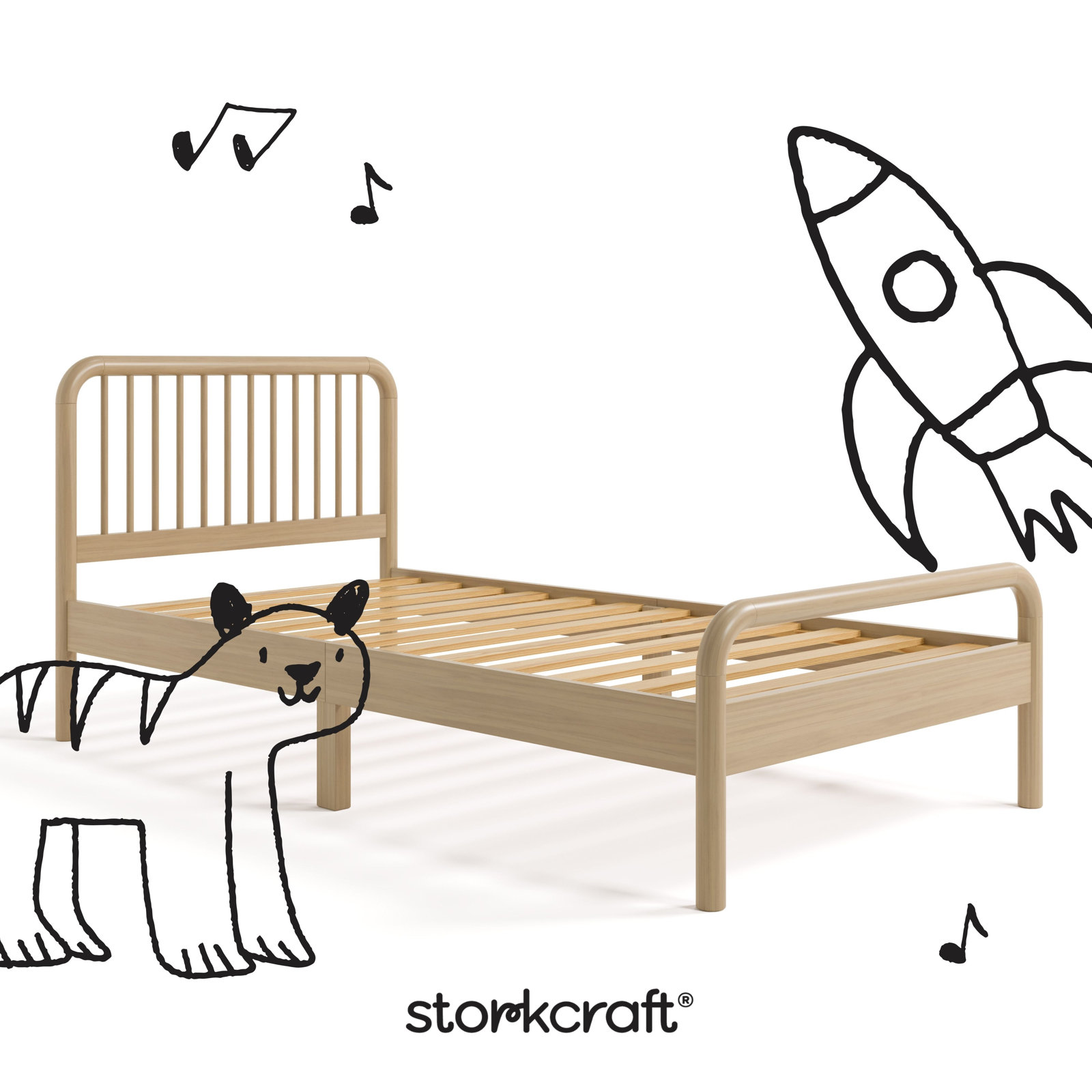 Porto Twin Bed, Driftwood