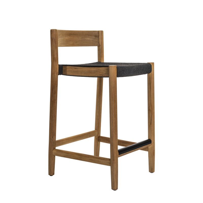 Copenhagen Teak Patio Bar Stool, Sooty, Counter Stool (25.69" Seat Height)