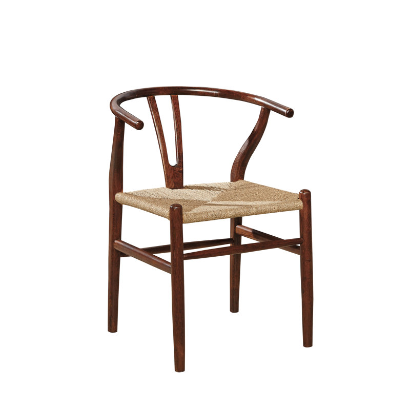 Light Oak Wishbone Upholstered Side Chair