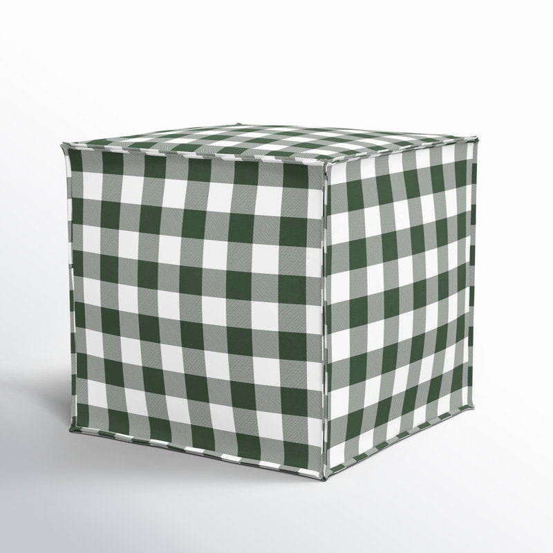 Upholstered Ottoman, Classic Gingham Evergreen