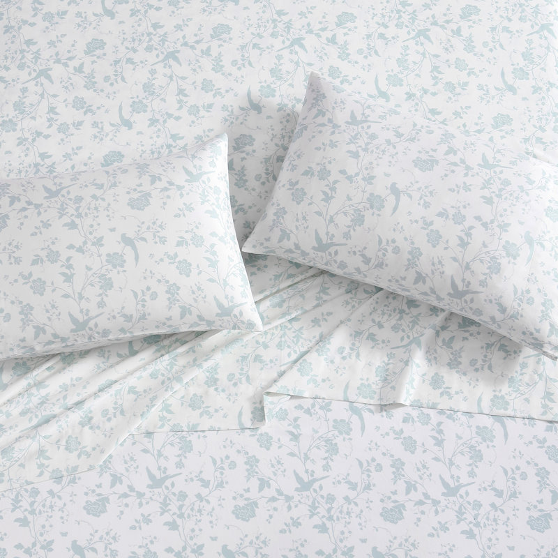 Ensemble de taies d'oreiller en satin de coton Laura Ashley, Garden Palace Blue