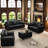 4-Piece Mid-Century Modern Chesterfield Living Room Set Upholstered Faux Leather Furniture Set-431880785