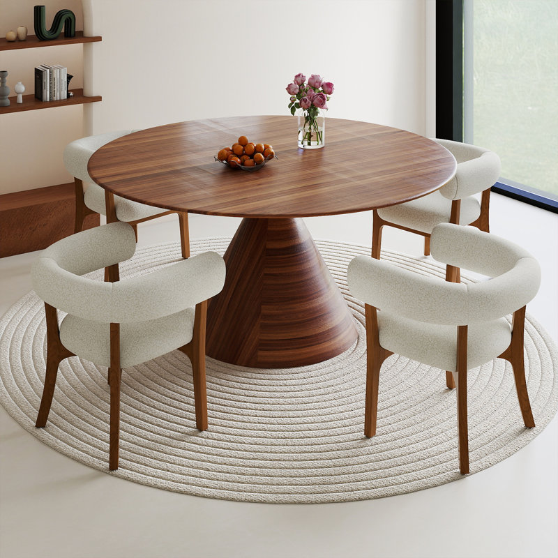 Modern Dining Chairs, Upholstered Teddy Fabric Kitchen Side Chairs With Curved Backrest, Solid Wood Legs For Dining Room, Living Room, Reception