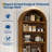 72" Arched Bookshelf with Storage Drawer and Open Shelves-318292653