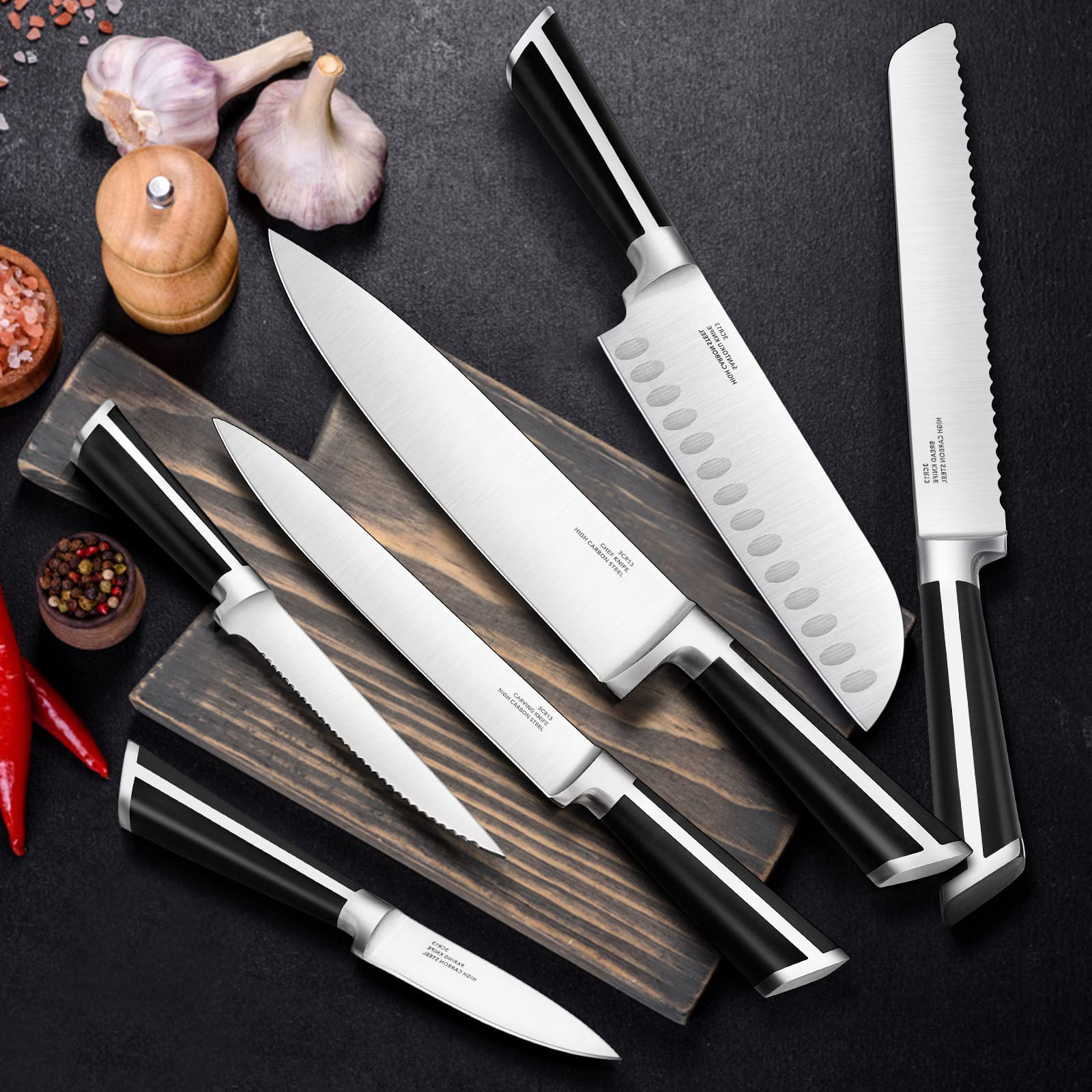 Astercook Knife Set, 15 Pieces chef Kitchen Knife Set with Block, Built-in  Knife Sharpener, german Stainless Steel Knife Block Set, Dishwa