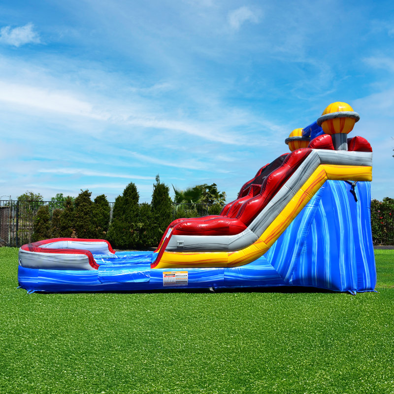 Glissade d'eau gonflable de qualité commerciale 15 pieds avec piscine JumpOrange (avec ventilateur)