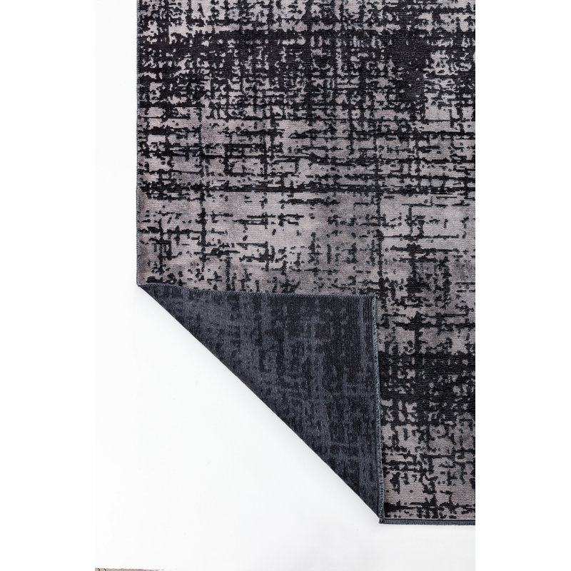 Rapture Gray/Black Abstract Luxury Area Rug, Rectangle 7'10" x 11'2"
