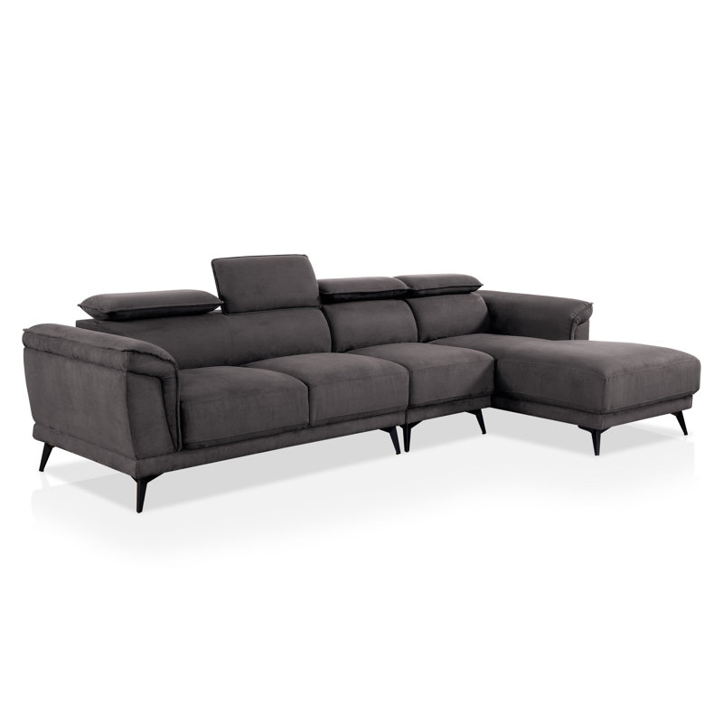 Canapé et méridienne 2 pièces Napanee, Polyester gris foncé