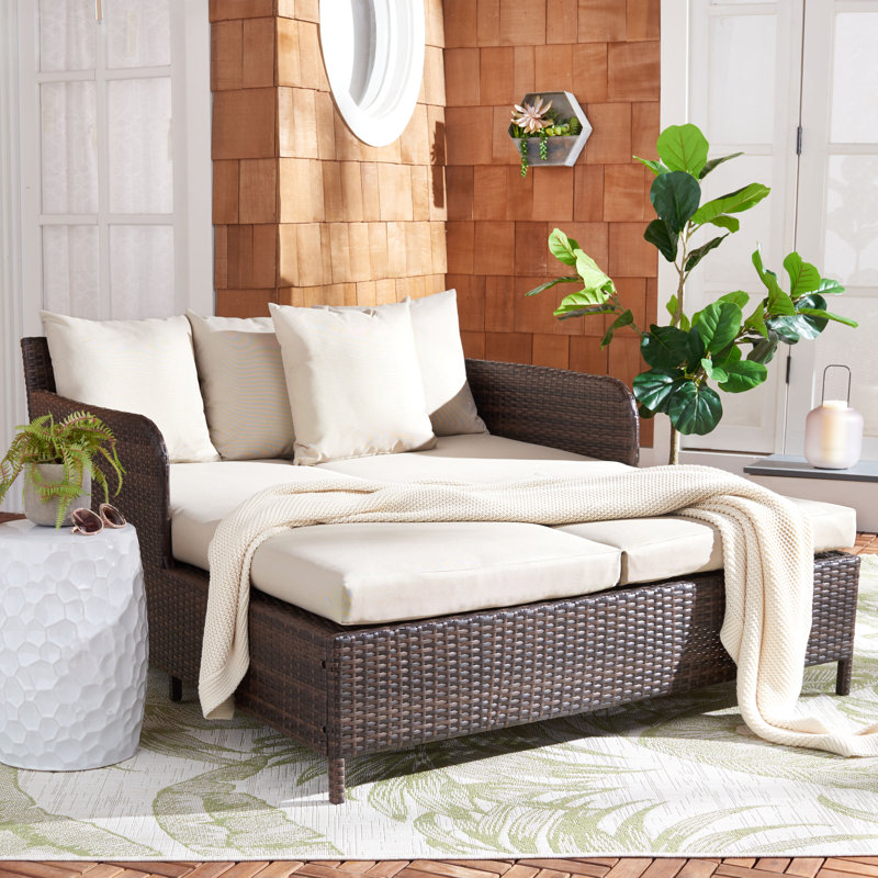 Andromeda Outdoor Chaise Lounge, Brown/Sand