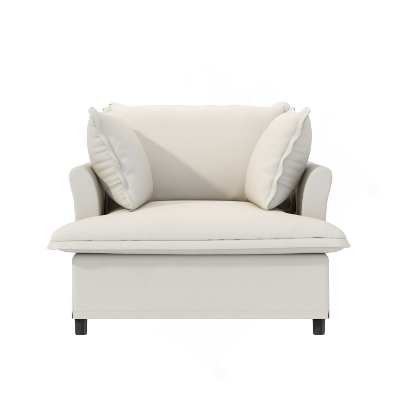 Comfortable Oversized Single Seat Sofa For Various Rooms, Stylish And Relaxing, Beige Chenille