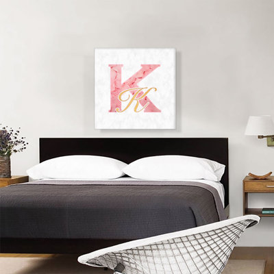 " Chic Pink Gold Alphabet Letter K "