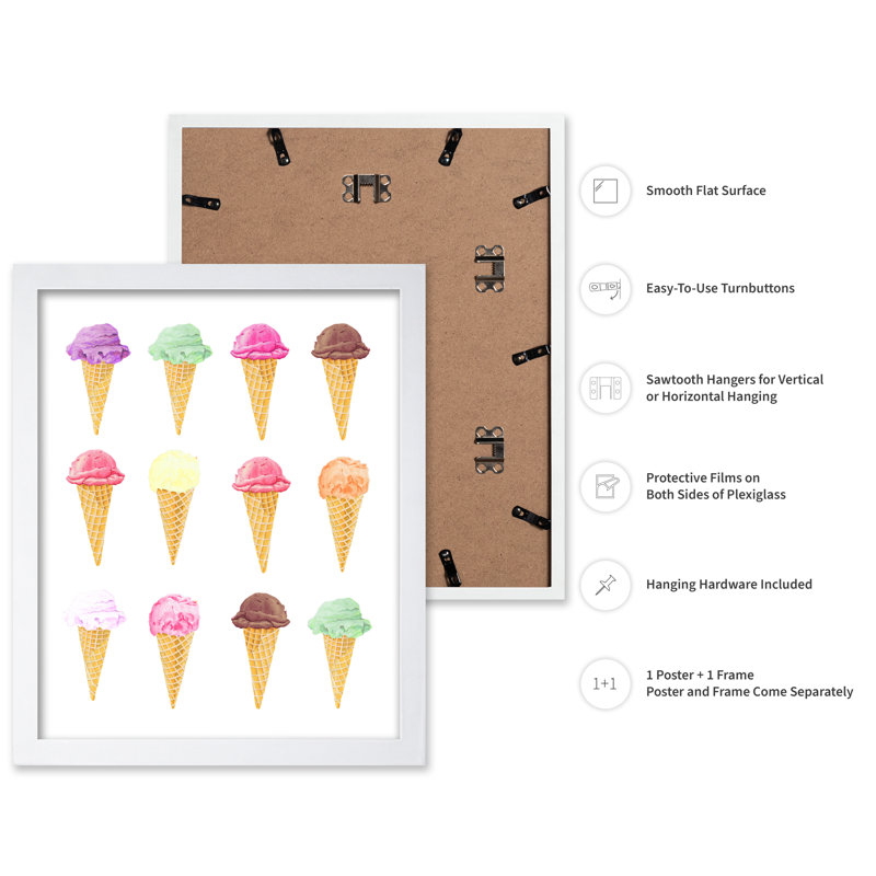 Différentes saveurs de crème glacée, Affiche, Encadrement blanc, H 08 po x l 10 po
