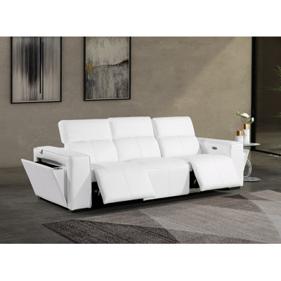 Top Grain Italian Leather Modular Power Dual Reclining Sofa With Power Headrests