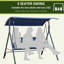 3 balançoires d'extérieur avec auvent réglable et support robuste. Bleu foncé pour le jardin, le patio, le porche au bord de la piscine. Structure en acier, capacité de 528 lb. Patio de 69,55 po de longueur x 43,48 po de largeur et 60,89 po de hauteur - Espaces au bord de la piscine