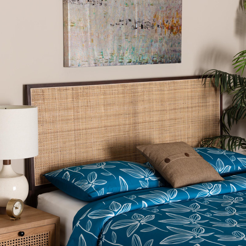 Nigel Rattan and Bayur Solid Wood Headboard, Dark Brown/Natural Brown