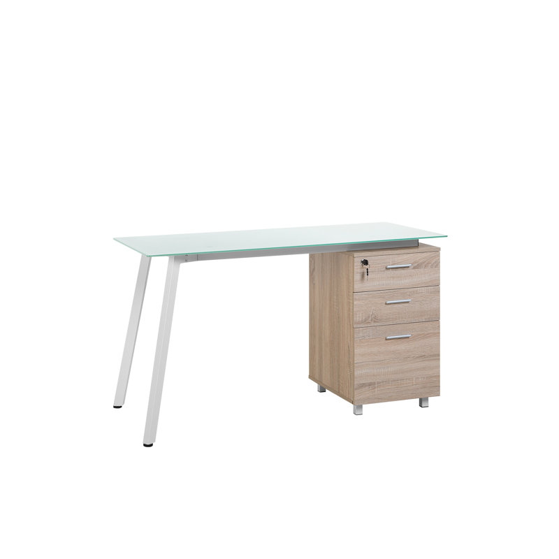 Thao Glass Top Metal Base Writing Desk