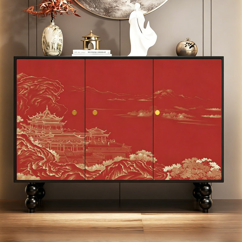 Chinese Style Wooden Entryway Storage Cabinet