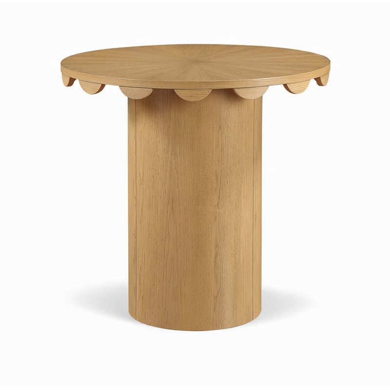 Table à hauteur de comptoir en bois massif et canne 36 po Dahlia, H 36,25 po x L 36,25 po x P 36,25 po, Naturel