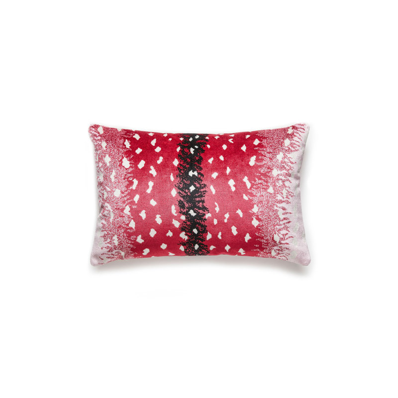 ANTELOPE / VELVET PILLOW, Rasberry/Black Animal Print, Rectangular, 14" H x 22" W