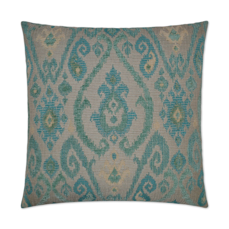 Tobias Damask Throw Pillow, Aqua, 22"H x 22"W