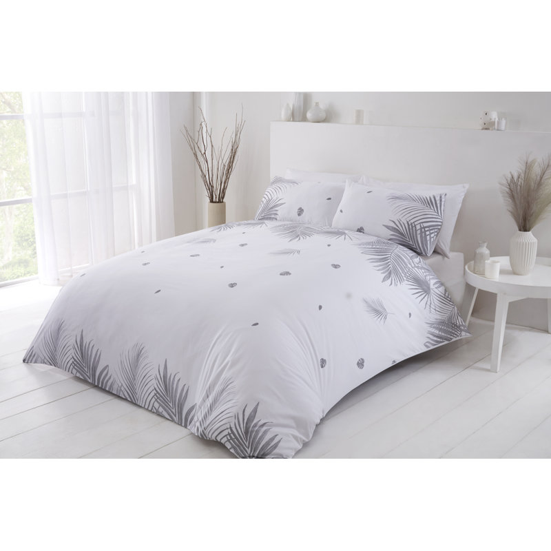 Romy Cotton Blend Duvet Cover with Pillowcases, Double Duvet Cover + 2 Standard Pillowcases, Gray
