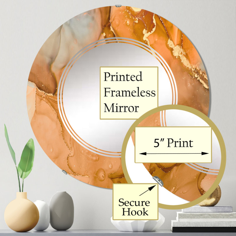 Miroir mural moderne et abstrait brun, 24 po x 24 po