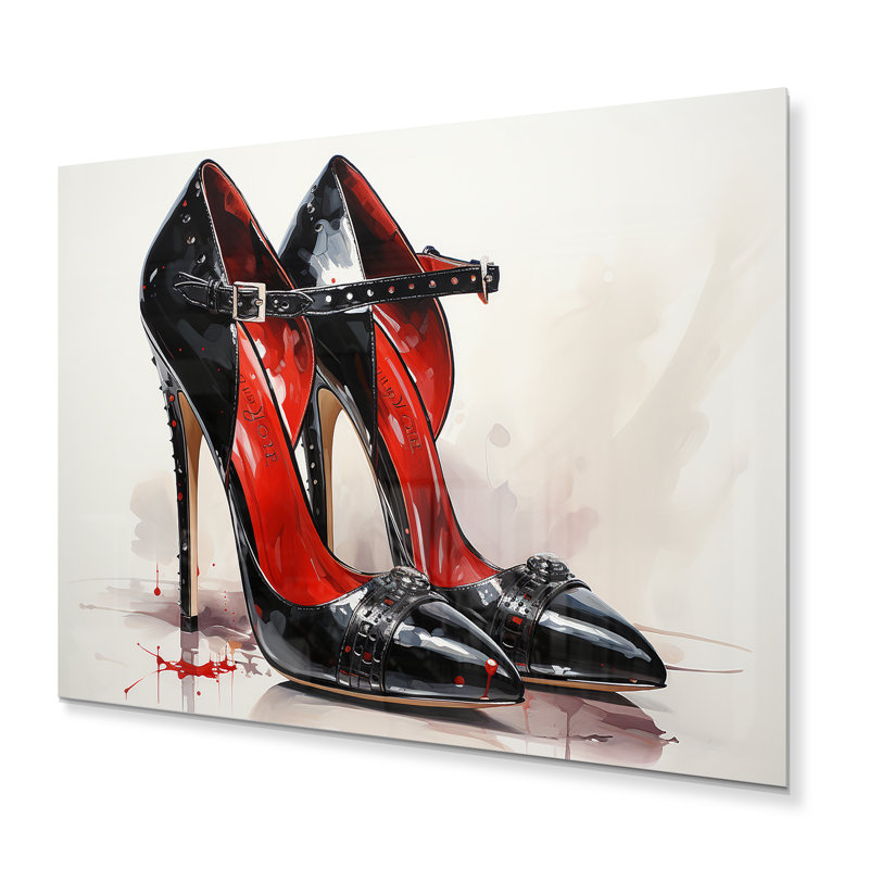 Noir et rouge talons hauts Symphony IX - décoration murale mode en métal, H 24 po x l 32 po x P 1 po