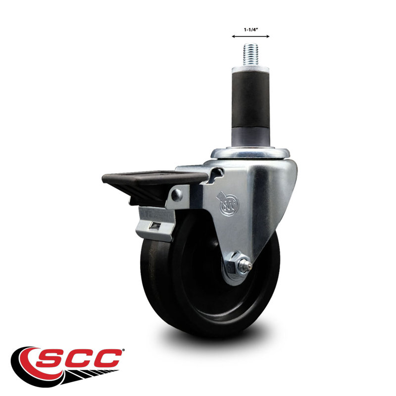 Phenolic Swivel Expanding Stem Caster with Brake SCC PLB 4" x 1-1/4"