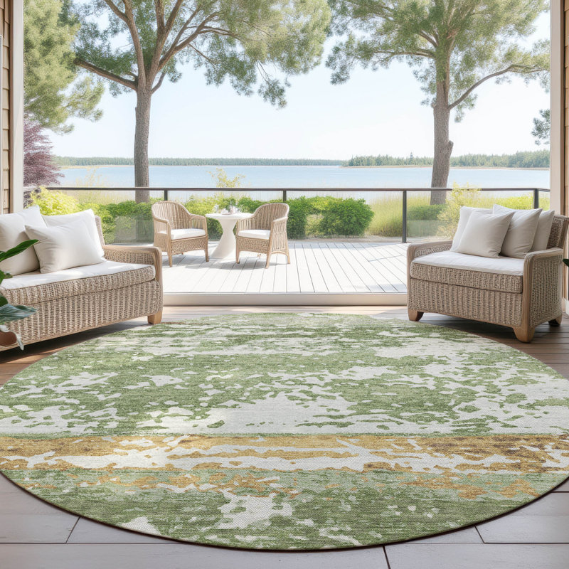 Tapis intérieur / extérieur lavable à la machine Lanphear ACN2398, Rond 8 pi